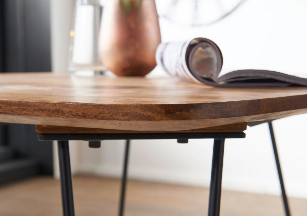 ESSZIMMERTISCH – Massivholz Braun 80x80x76 cm Modern abgerundete Ecken - Schwarz/Braun, Holz/Metall (80/80/76cm) - KADIMA DESIGN