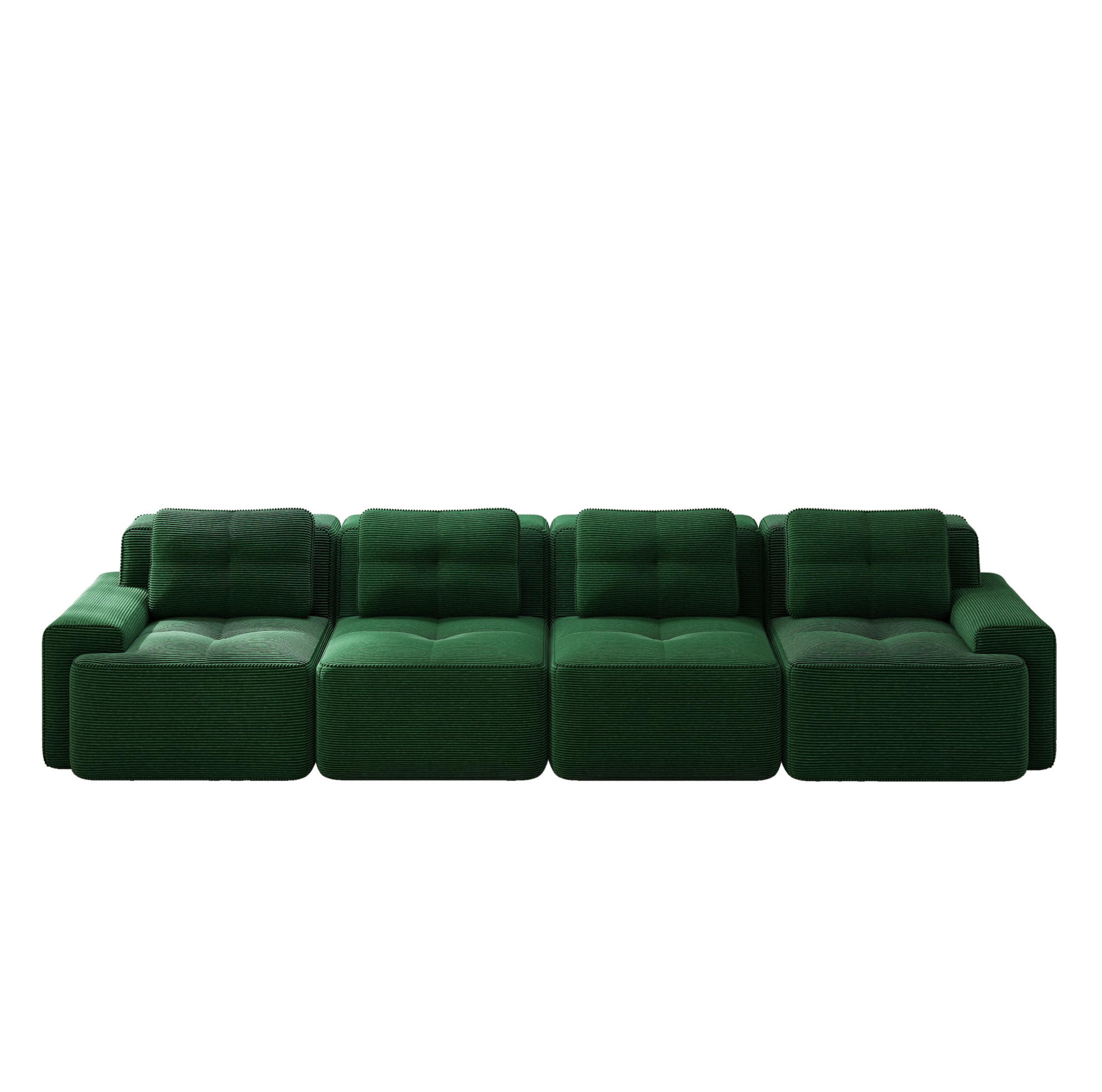 SOFA od samta u zelenoj boji s dubokim sjedećim dijelom 74 cm - zelena, tekstil (104/69/382cm) - Flora Grace