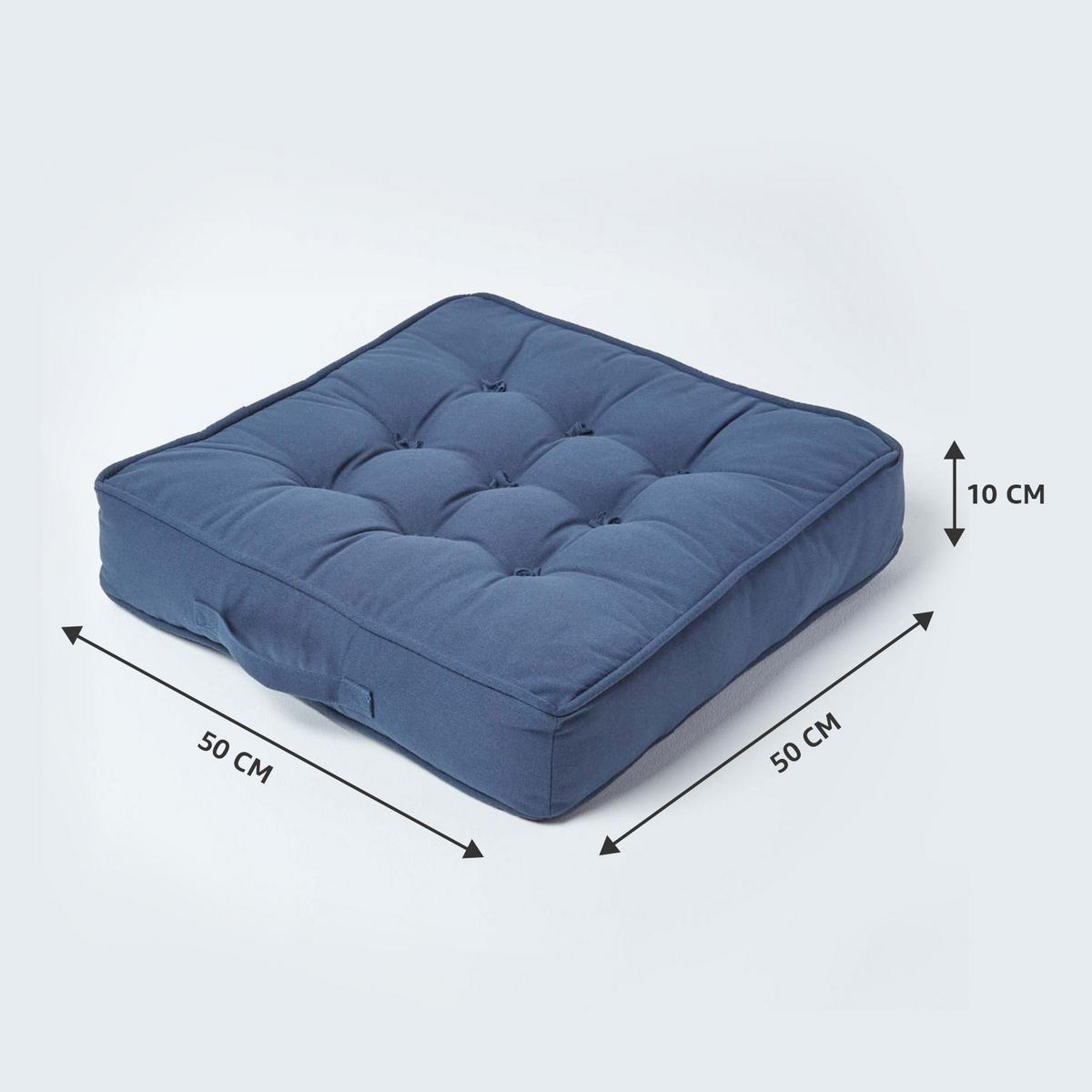 SITZKISSEN dunkelblau 50/50/10 cm – Sesselkissen, Baumwolle - Dunkelblau, Textil (50/50/10cm) - Homescapes