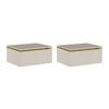 NACHTTISCHE 2er-Set hängend mit 1 Schublade - Beige & Goldfarben - VUKIA - Beige, Holz (38.2/19.8/48.5cm) - Pascal Morabito