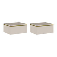 NACHTTISCHE 2er-Set hängend mit 1 Schublade - Beige & Goldfarben - VUKIA - Beige, Holz (38.2/19.8/48.5cm) - Pascal Morabito