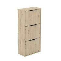 SCHUHSCHRANK Nilo Artisan Eiche, dreitürige Schrank, Universal - Schwarz/Eiche Artisan, Holzwerkstoff (60/130/30cm) - Bettso