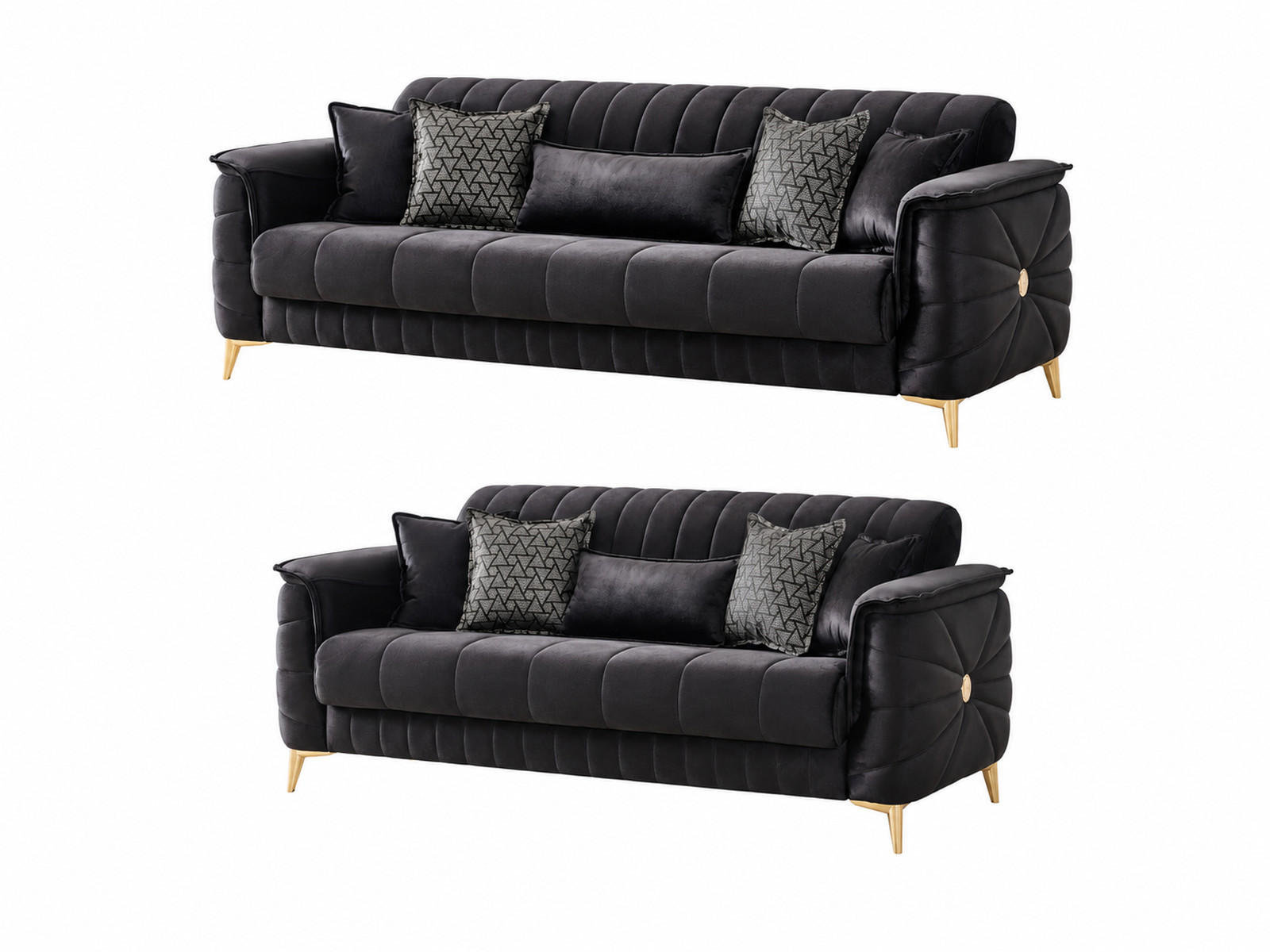 SITZGARNITUR Osorno, Schwarz Stellvariante 3+2 - Schwarz, Holzwerkstoff/Kunststoff (240/80/100cm)