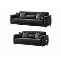 SITZGARNITUR Osorno, Schwarz Stellvariante 3+2 - Schwarz, Holzwerkstoff/Kunststoff (240/80/100cm)