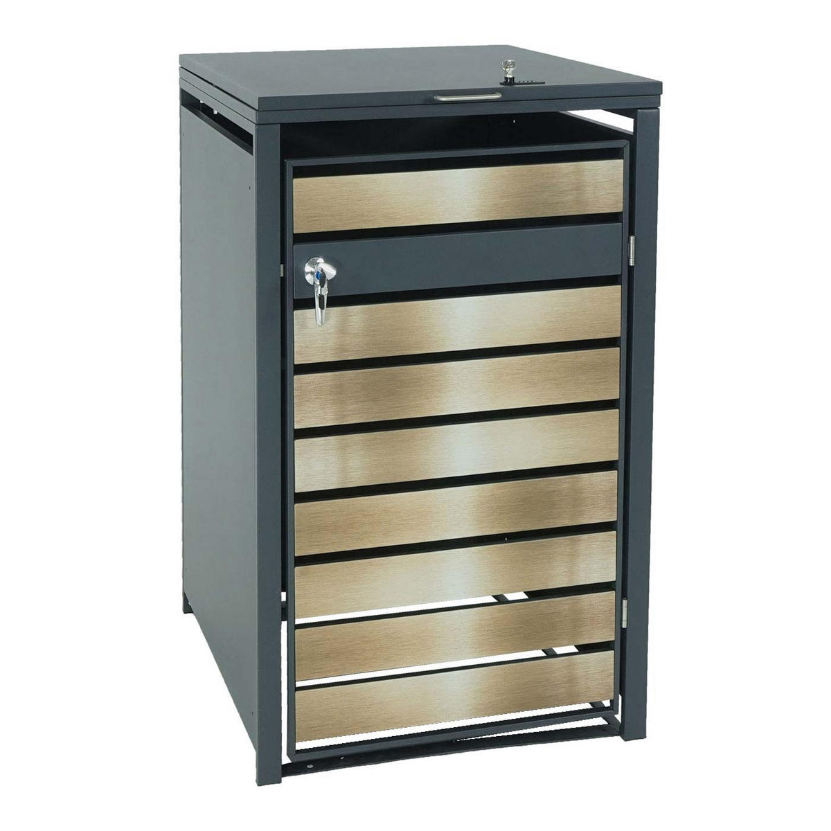 MÜLLTONNENBOX 1er 117x68x80cm Anthrazit Gold - Goldfarben, Metall (68/117/80cm) - PROREGAL