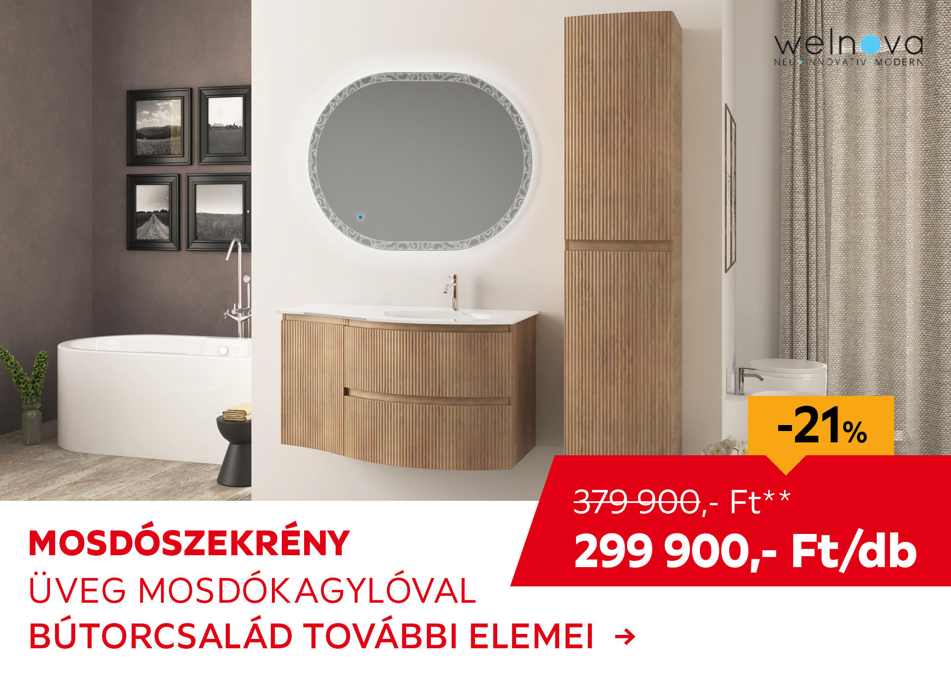 MOSDÓSZEKRÉNY MOSDÓVAL  Kiemelt termék 379900 Ft.- helyett 299900 Ft.-