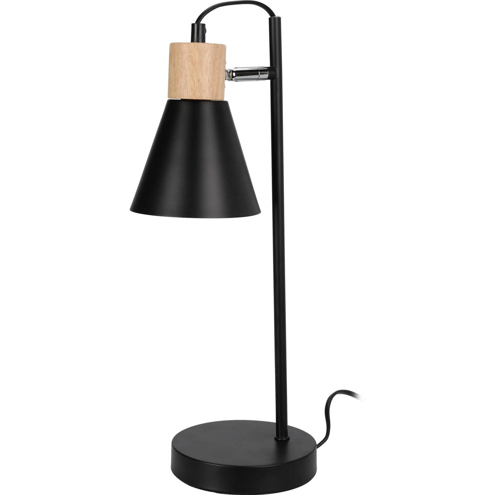 SCHREIBTISCHLAMPE Loft-Stil Holz/Metall Ø 14/44 cm - Schwarz, Holz (14/14/44cm)