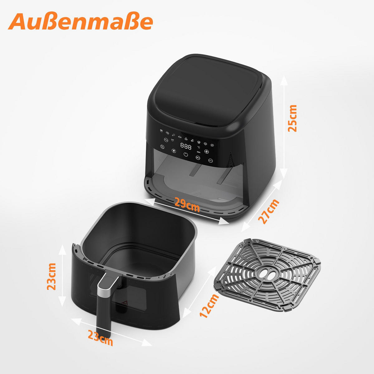 HEISSLUFTFRITTEUSE 6 Liter - Schwarz, Metall (29/25/27cm) - Aimax
