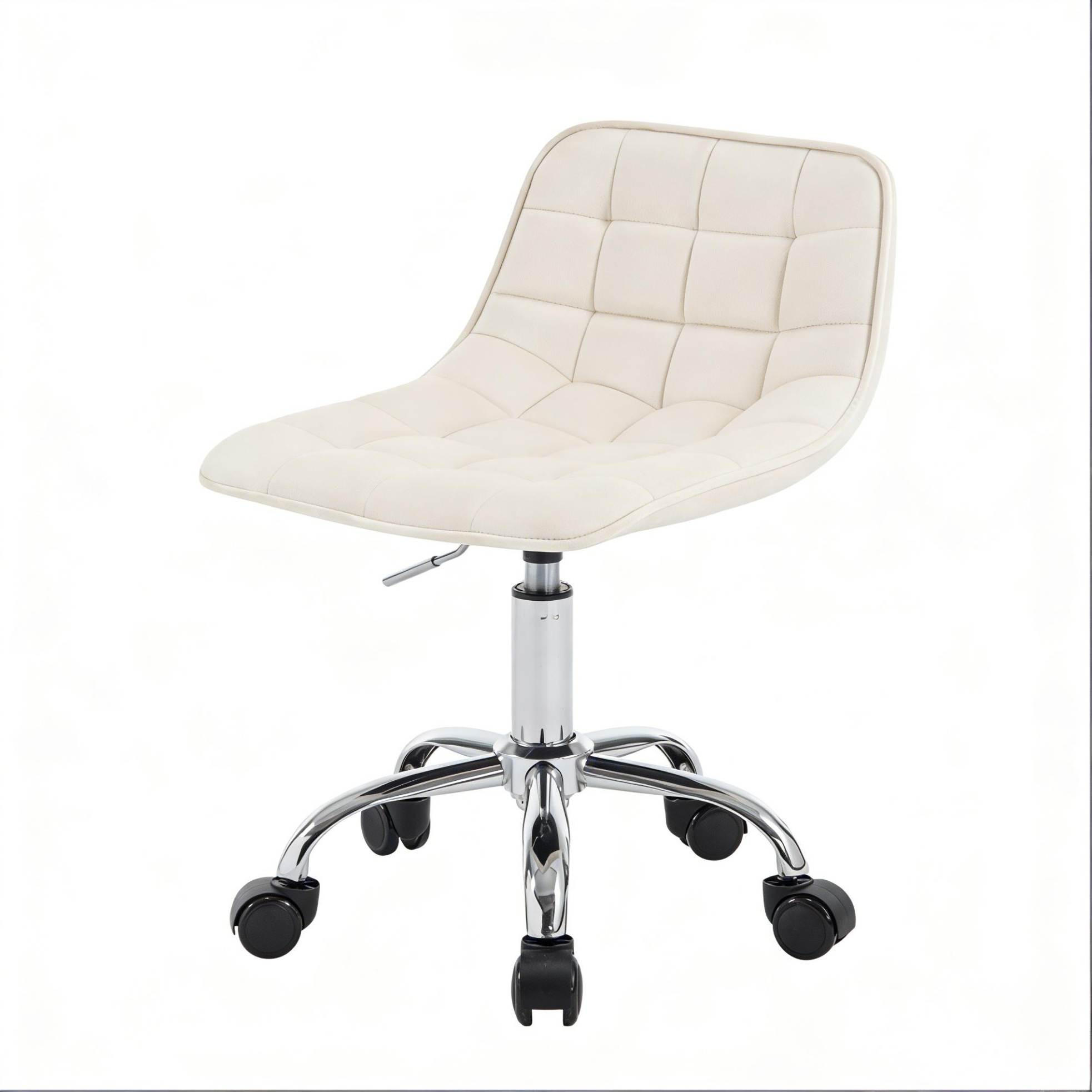 BÜROSTUHL höhenverstellbar drehbar Samt Cream White - Weiß, Metall (43/67.5/43cm) - Meubliv