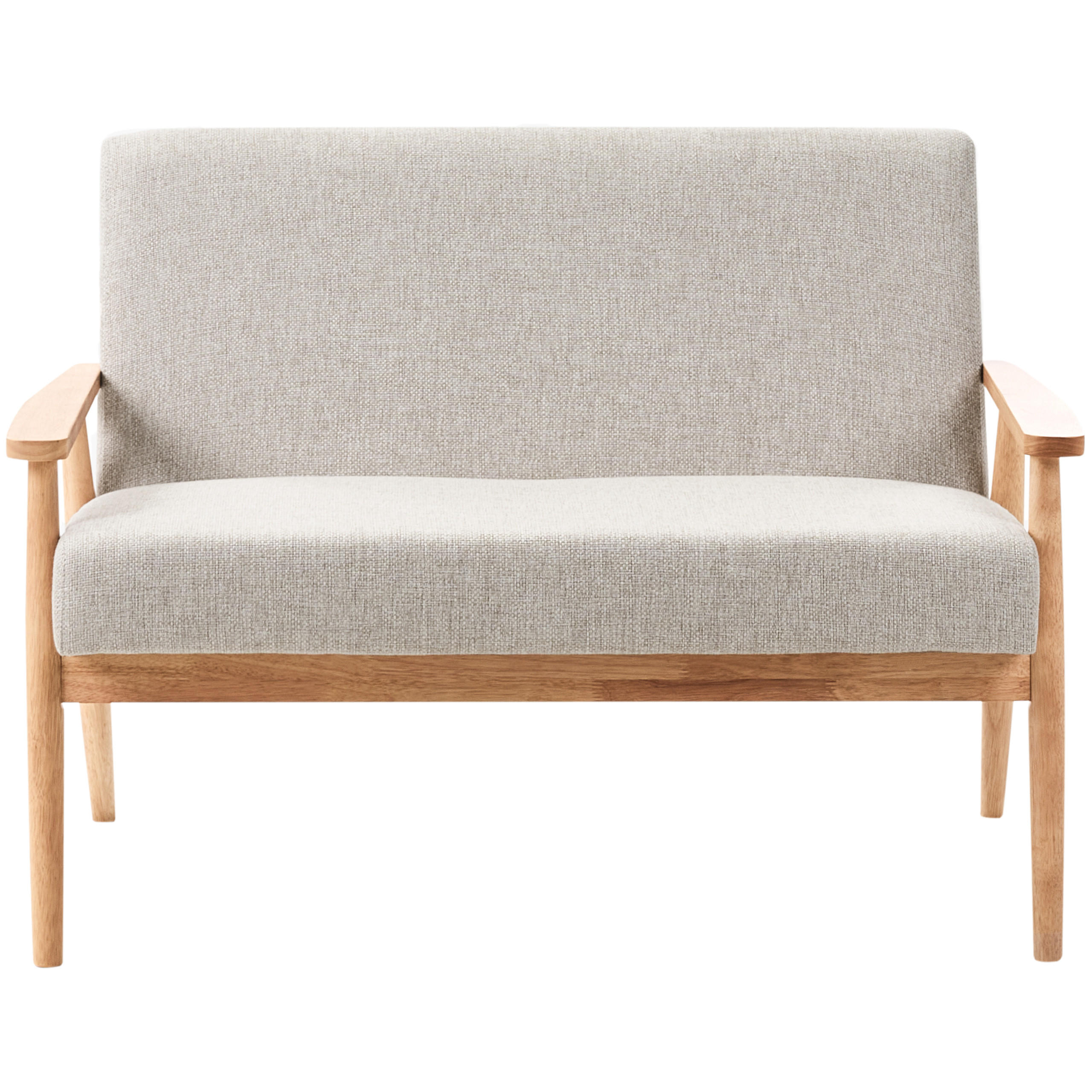 SOFA 2-Sitzer Hellbraun/Grau Esrum - Hellbraun/Grau, Holz/Textil (111/79/72cm) - Beliani