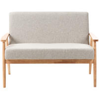 SOFA 2-Sitzer Hellbraun/Grau Esrum - Hellbraun/Grau, Holz/Textil (111/79/72cm) - Beliani