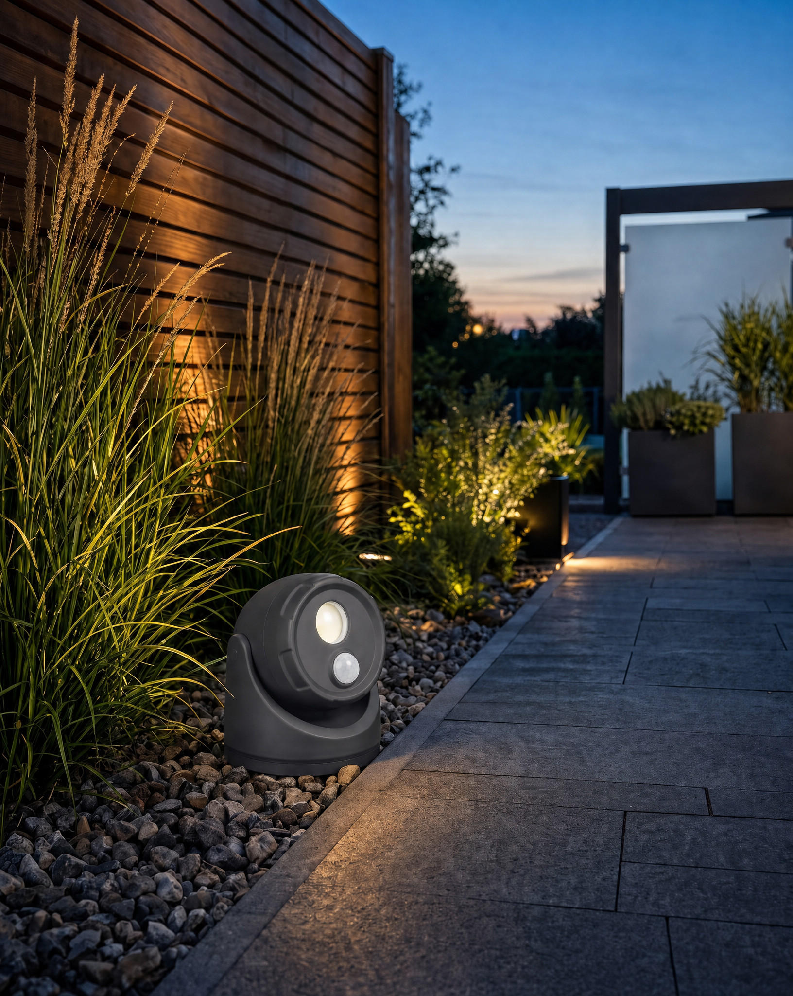 LED-BATTERIE-SPOT-STRAHLER - mit Bewegungsmelder und Erdspieß für Außenbereich, 3er-Set D-Batterien inklusive - Anthrazit, Kunststoff (10.9/10.9/17cm) - Northpoint