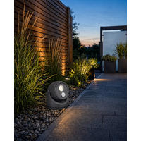 LED-BATTERIE-SPOT-STRAHLER - mit Bewegungsmelder und Erdspieß für Außenbereich, 3er-Set D-Batterien inklusive - Anthrazit, Kunststoff (10.9/10.9/17cm) - Northpoint