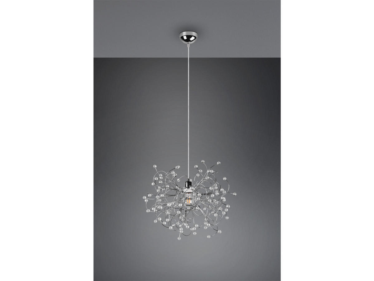 LED-PENDELLEUCHTE Ø52cm, Silber Kristall - Chromfarben/Transparent, Kunststoff/Metall (52/52/150cm) - meineWunschleuchte