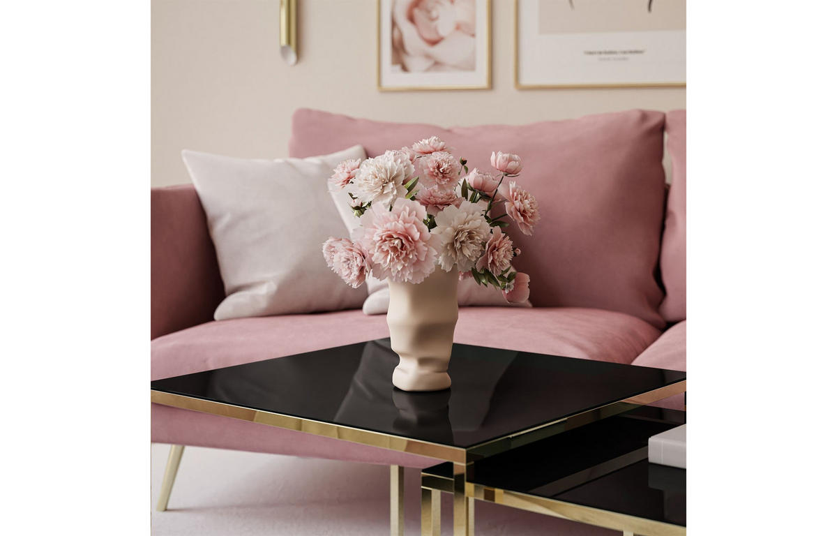 COUCHTISCH YOSHI 2in1 70/70/41 cm Gold chrom / Schwarzes Glas - Schwarz, Glas/Metall (70/70/41cm) - Lookway