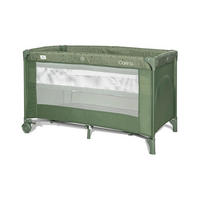 REISEBETT Carina 2 Ebenen dunkelgrün Matratze Tragetasche faltbar Räder mit Bremse - Grün, Kunststoff (67/125cm) - Lorelli