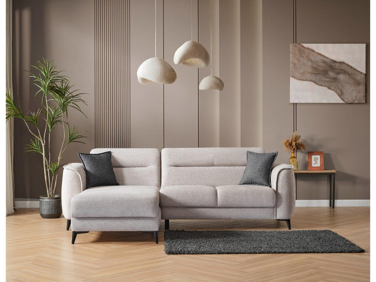 ECKSCHLAFSOFA Acapulco Short Relax - Langer Schenkel Rechts - Greige, Holzwerkstoff/Kunststoff (180/250cm)