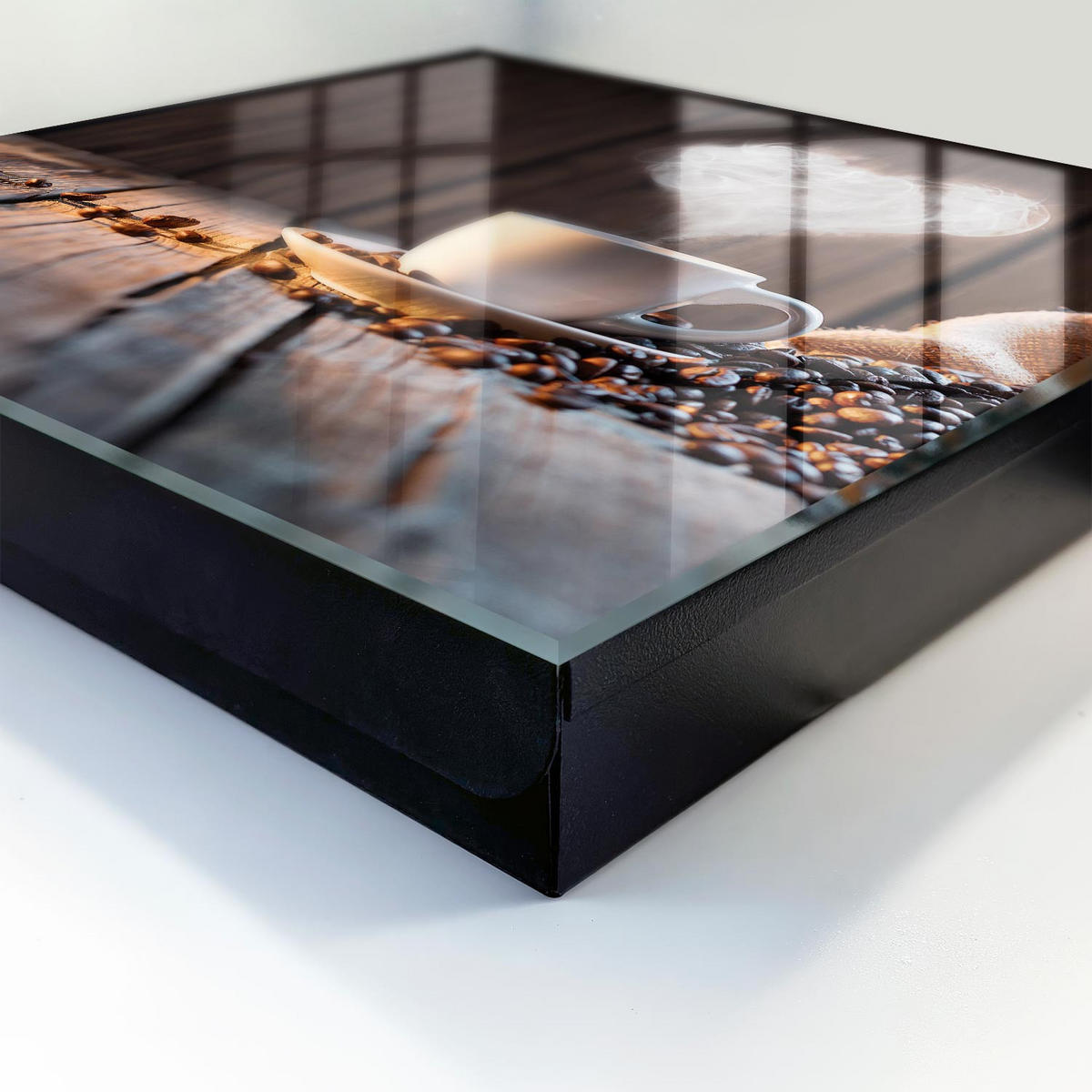 SCHLÜSSELBOX Schwarz 30x30 cm- Türöffnung nach rechts - Kaffeeherz - Braun, Metall (30/30/5cm) - TULUP