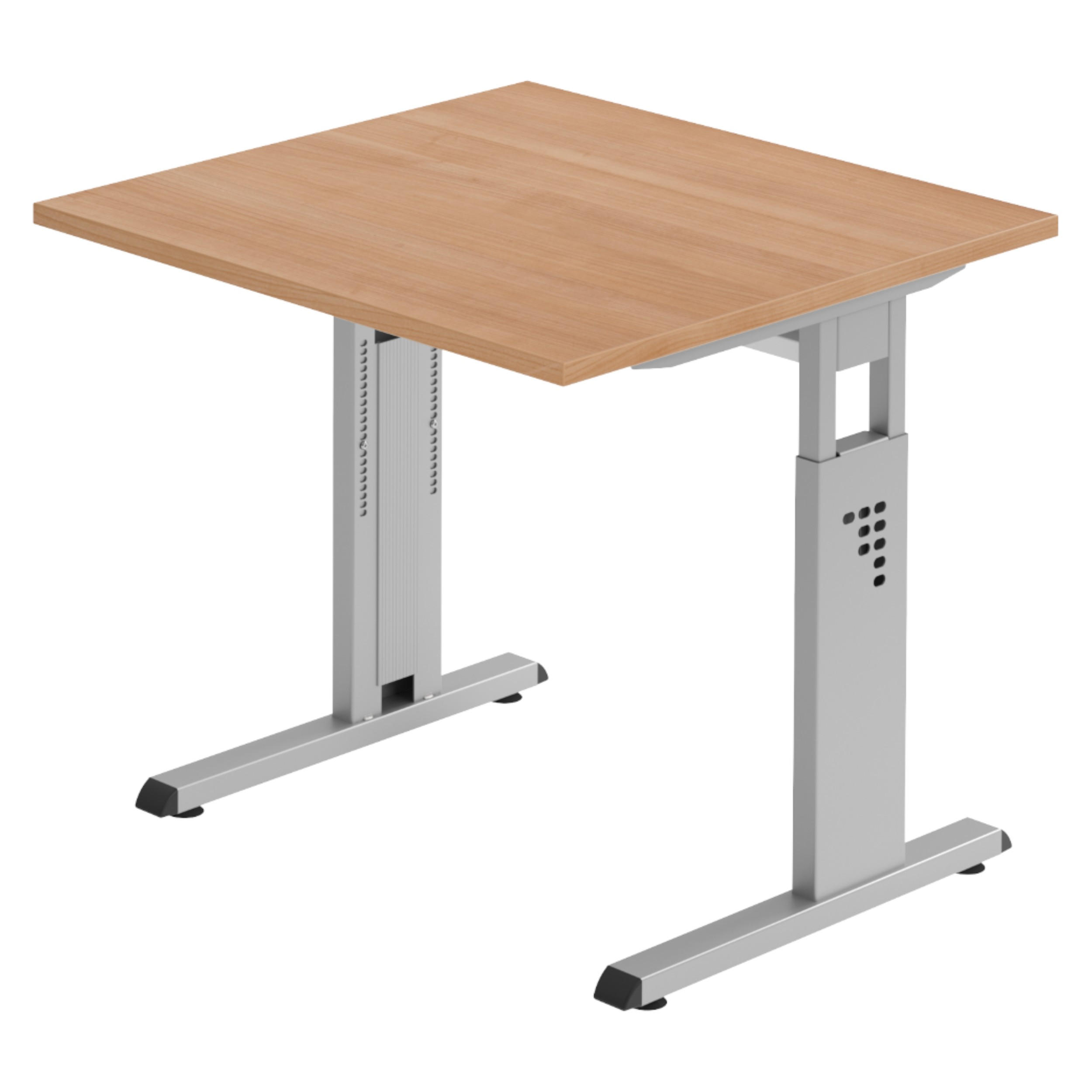 SCHREIBTISCH Serie-O 80/80/74 cm in Nussbaumfarben/Silberfarben - Silberfarben/Nussbaumfarben, Holzwerkstoff (80/80/74cm) - bümö