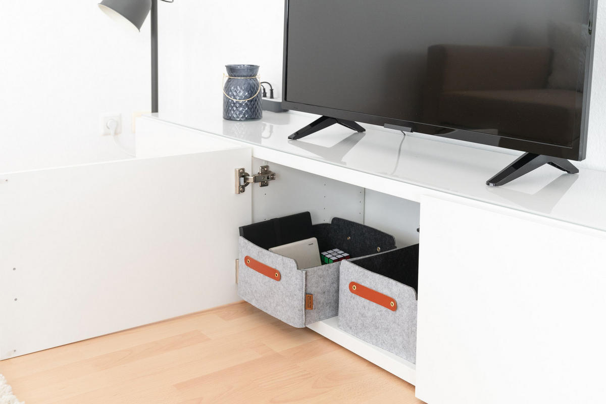 AUFBEWAHRUNGSBOXEN 2er-Set - Hellgrau, Textil (31/15/31cm) - Miqio Design