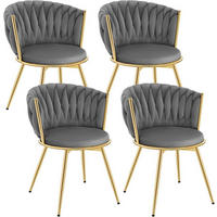 ESSZIMMERSTUHL 4er Set, drehbar, Samt, Dunkelgrau - Dunkelgrau/Goldfarben, Textil/Metall (60.5/78/59.5cm) - Woltu