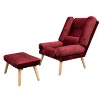 SESSEL Lola mit Fußhocker Rückenlehne 5-stufig einstellbar, weinrot - Dunkelrot, Holz/Kunststoff (75/100/60cm) - Margaret Hadas24