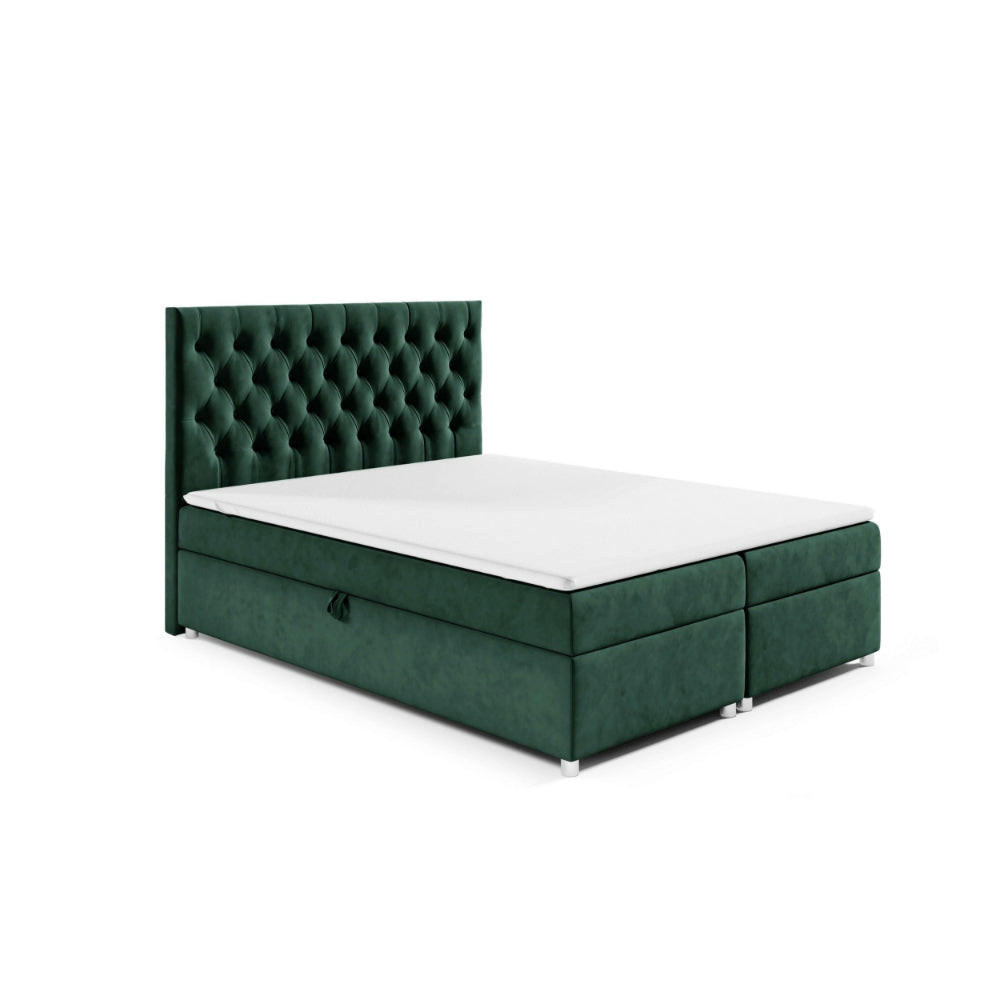 BOXBETT mit Bettkasten Trinity K-14 Bonellfederkern inkl. Topper - Grün, Holz/Holzwerkstoff (160/200cm) - Best For Home