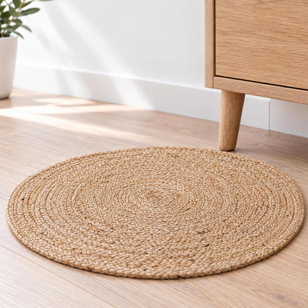 TEPIH prirodna okrugli juta ručno tkan 60 cm - svijetlo bež, tekstil (60/60cm) - Relaxdays