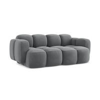 2-SITZER SOFA Samt Stoff Grau - Edelstahlfarben/Schwarz, Holzwerkstoff/Kunststoff (210/72/115cm) - Makamii