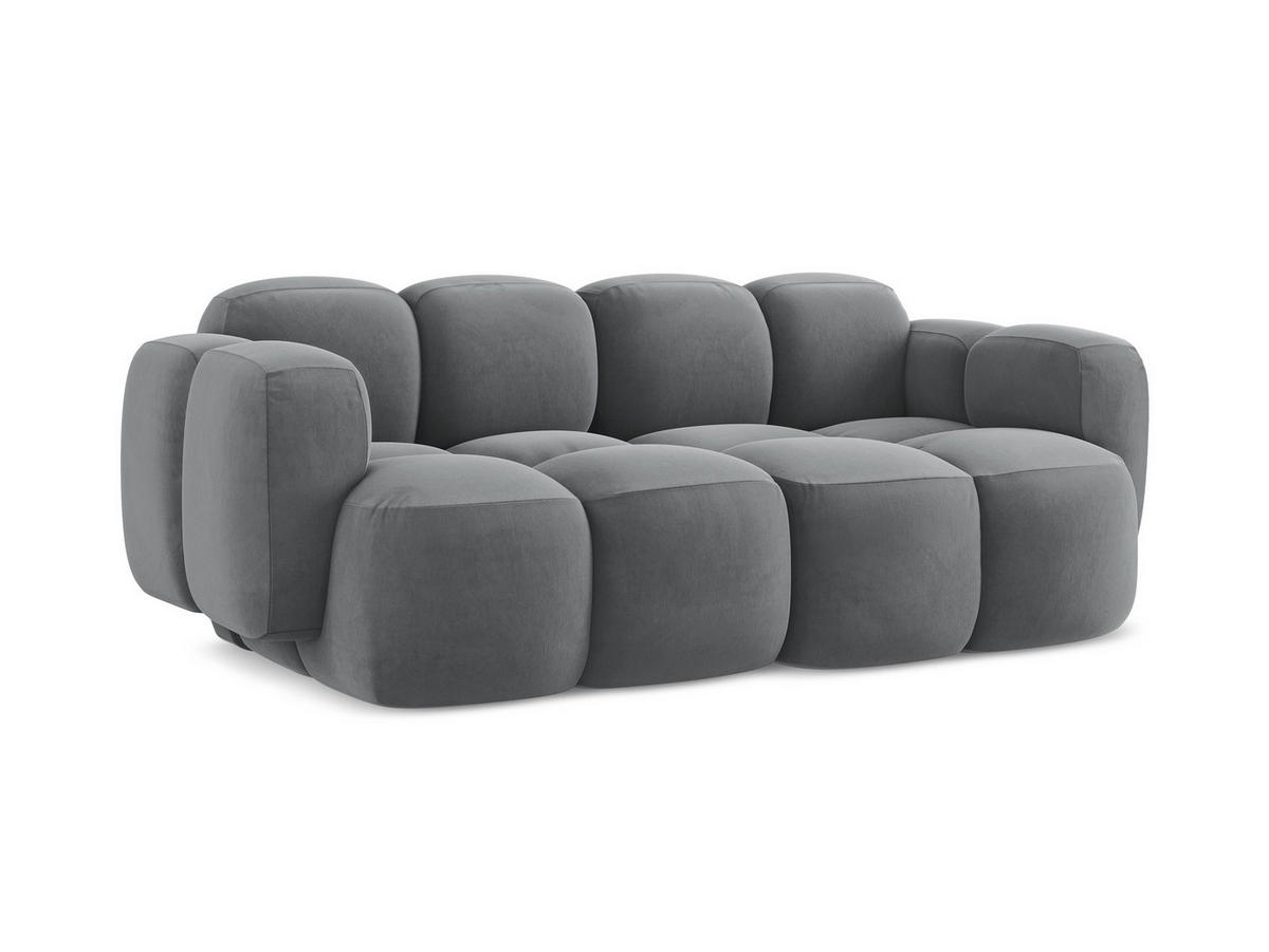 2-SITZER SOFA Samt Stoff Grau - Edelstahlfarben/Schwarz, Holzwerkstoff/Kunststoff (210/72/115cm) - Makamii