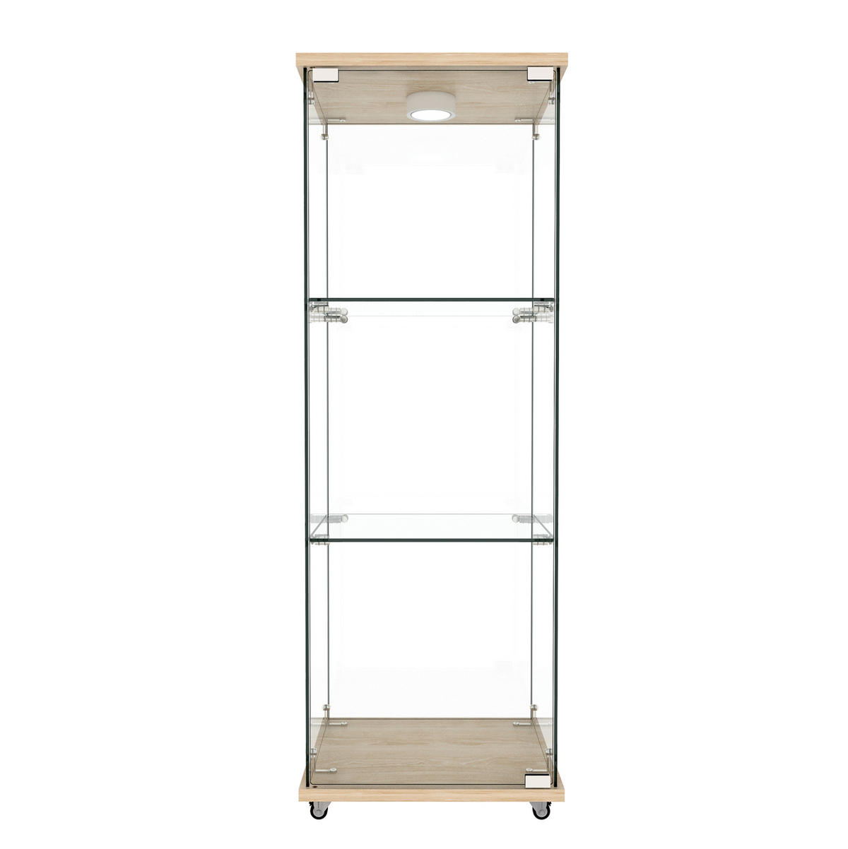 VITRÍNA, 120/42,5/36,5 cm prírodná, MDF a sklo, s LED osvetlením - prírodná farba, kompozitné drevo (42.5/120/36.5cm) - BEAOK