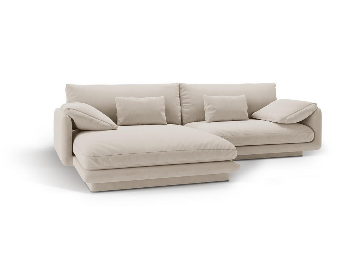 ECKSOFA links Torino aus Samt ecru 4 Sitzplätze - Ecru, Textil (170/250cm) - Micadoni
