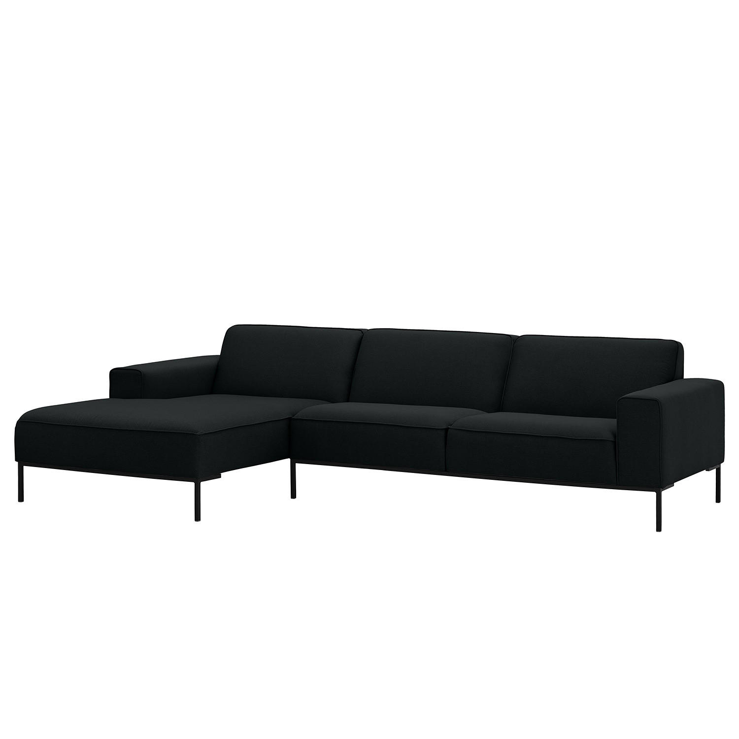 ECKSOFA mit Longchair - Webstoff - Anthrazit/Schwarz, Textil (285/168cm) - home24