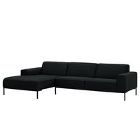 ECKSOFA mit Longchair - Webstoff - Anthrazit/Schwarz, Textil (285/168cm) - home24