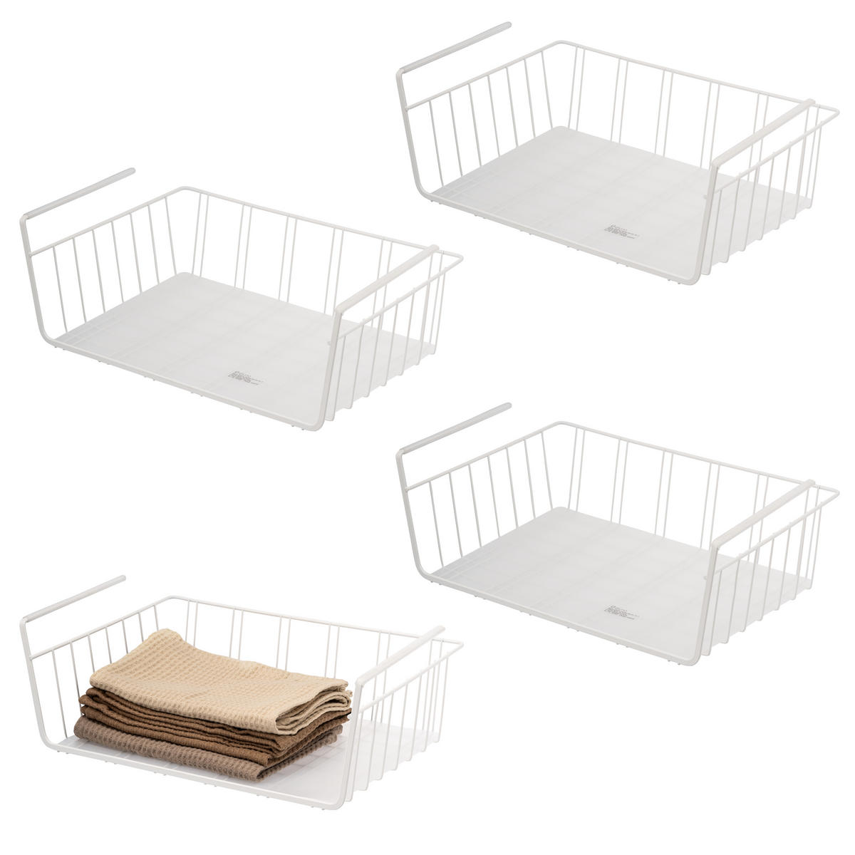 SCHRANKKÖRBE 4er-Set, weiß - Weiß, Metall (41/14/26cm) - eluno