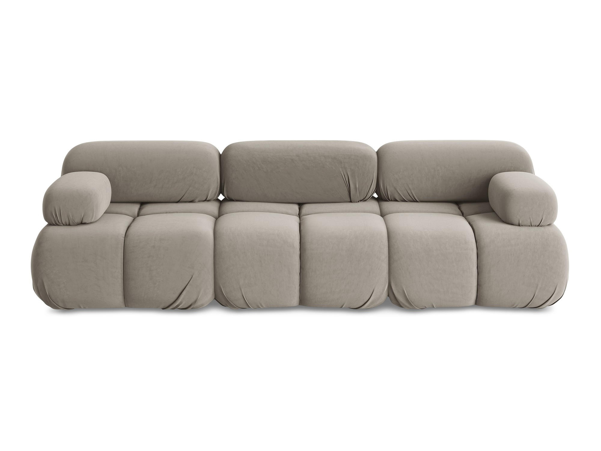 3-SITZER SOFA Samt Stoff Grau - Taupe/Lila, Kunststoff/Textil (285/70/96cm) - Makamii