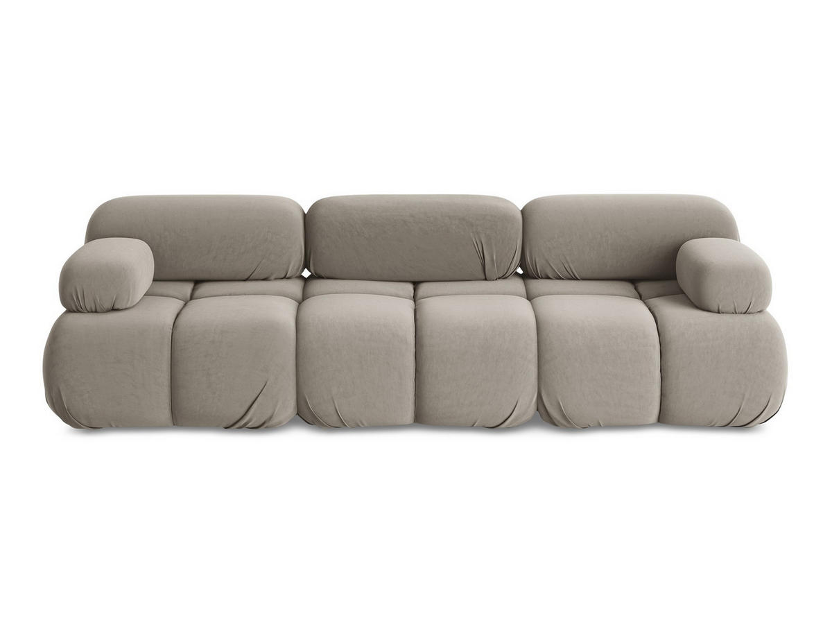 3-SITZER SOFA Samt Stoff Grau - Taupe/Lila, Kunststoff/Textil (285/70/96cm) - Makamii