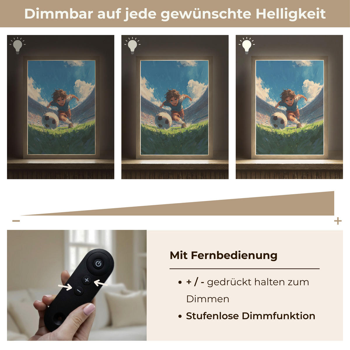 NACHTTISCHLAMPE MIT AKKU Stadion - Fußballer - Ball 30x40 cm - Blau, Holzwerkstoff (8/30/40cm) - OnlyWow
