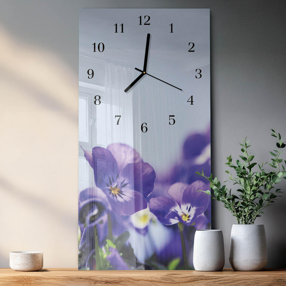 WANDUHR 60x30 cm - Paris - Lila, Glas (30/60/0.4cm) - TULUP