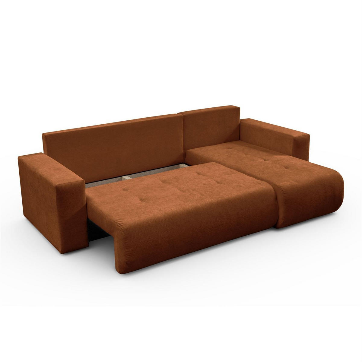 Ecksofa CLOUD II L mit Schlaffunktion, Vibe 56 - Cognac, Textil (247/152cm) - Lookway