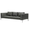 3-SITZER SOFA - Chromfarben/Grau, Leder/Metall (238/81/105cm) - home24