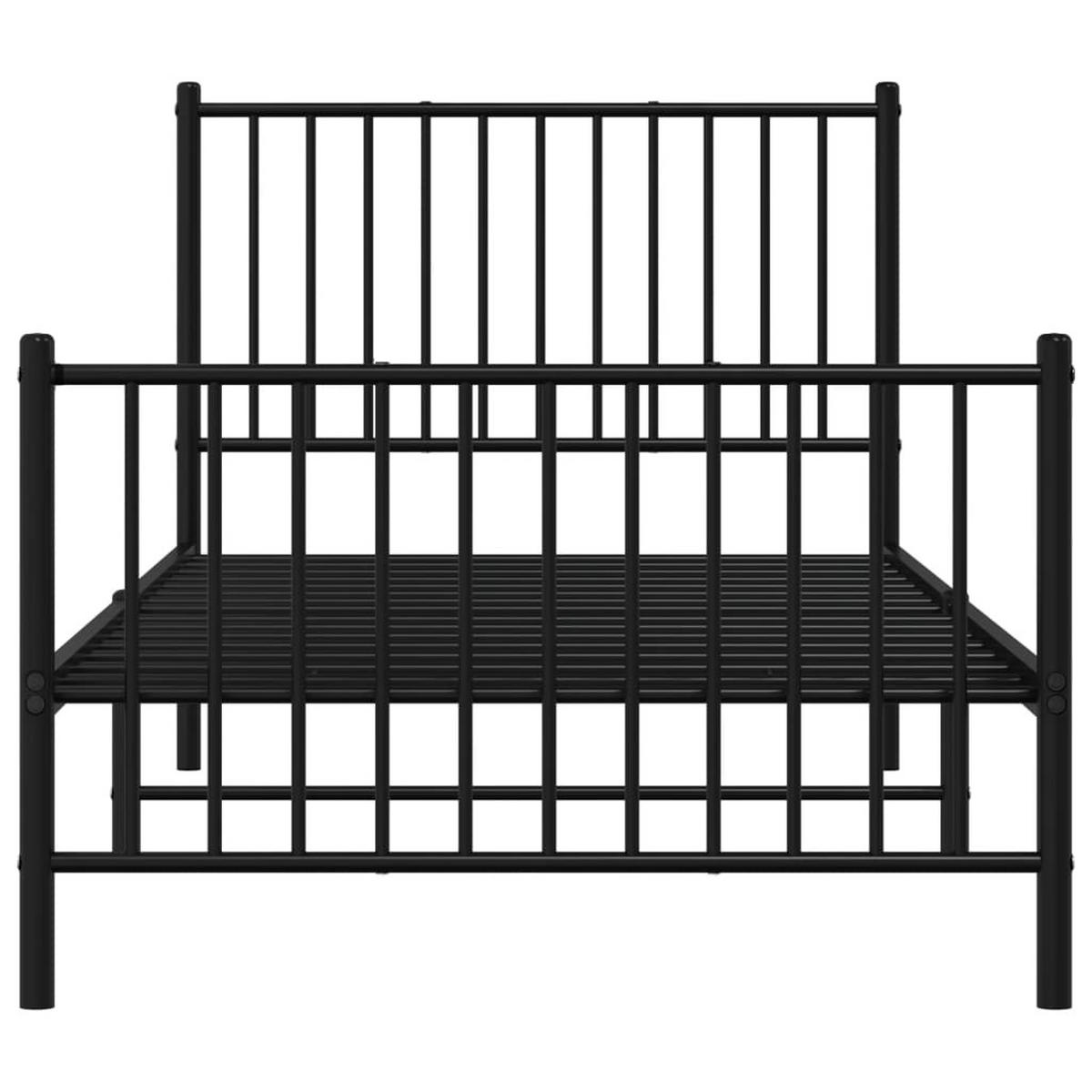 BETTGESTELL Mit Kopf- Und Fussteil Metall Schwarz 90/200 Cm - Schwarz, Metall (90/200cm) - vidaXL
