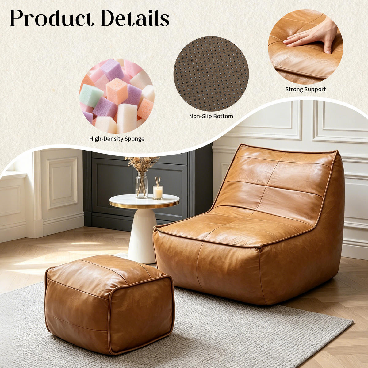SEDACÍ VAK Hnědý s podnožkou z technické tkaniny - hnědá, textil (80/75/93cm) - Urban Meuble