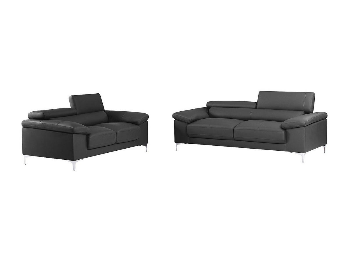 COUCHGARNITUR - 5 Personen - leder - anthrazitgrau Solange - Anthrazit, Leder (176/73/103cm) - Vente-Unique