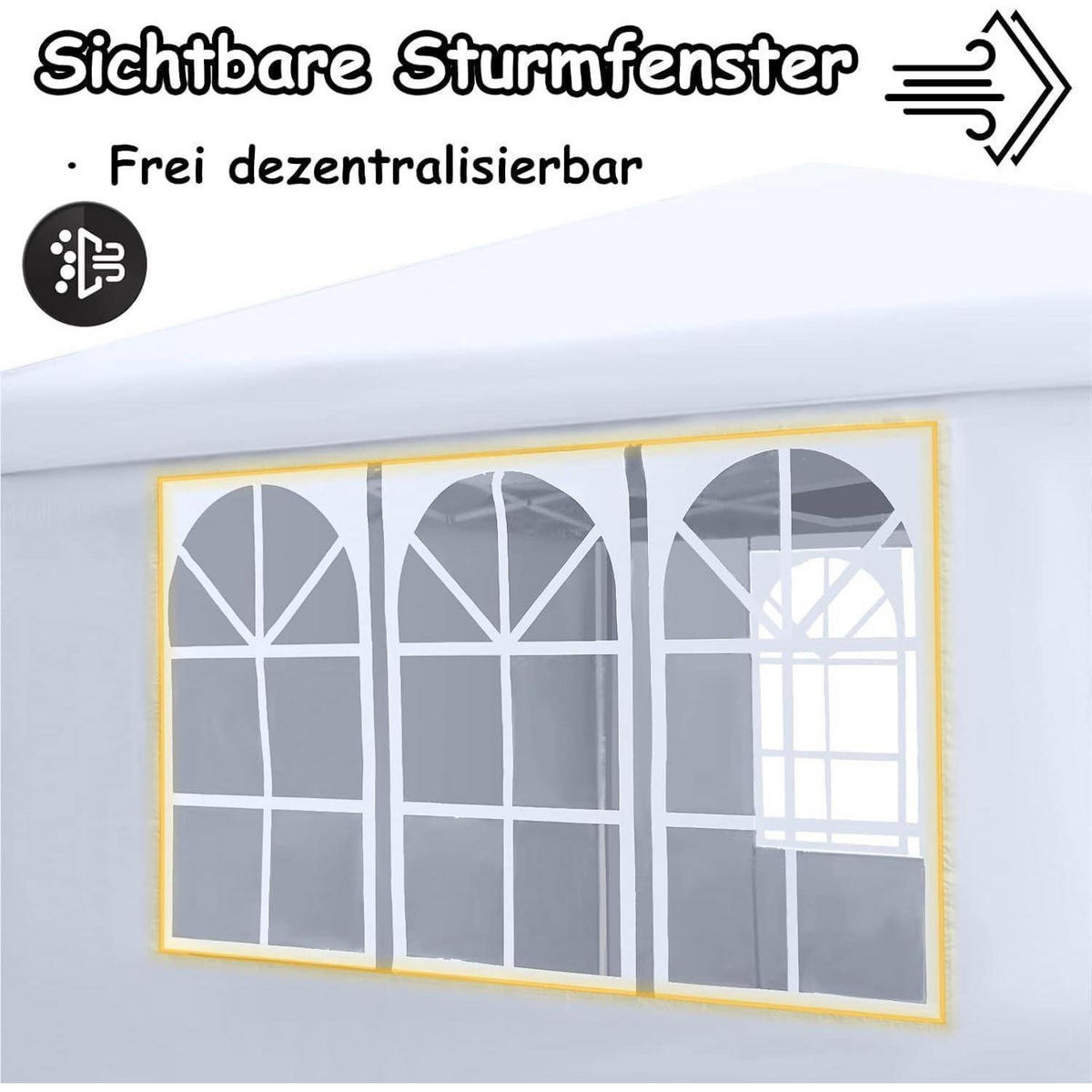 FALTPAVILLON 2,5 x 2,5 m mit Seitenteilen und Fenstern Weiß - Weiß, Textil (250/260/250cm)
