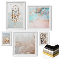 WANDBILDER 5er-Set - 50x50 cm & 20x30 cm & 40x60 cm Weißer Rahmen - Stadtansichten, Brücken, Eiffelturm, Auto - Weiß, Kunststoff (40/60cm) - ArtPrintCave