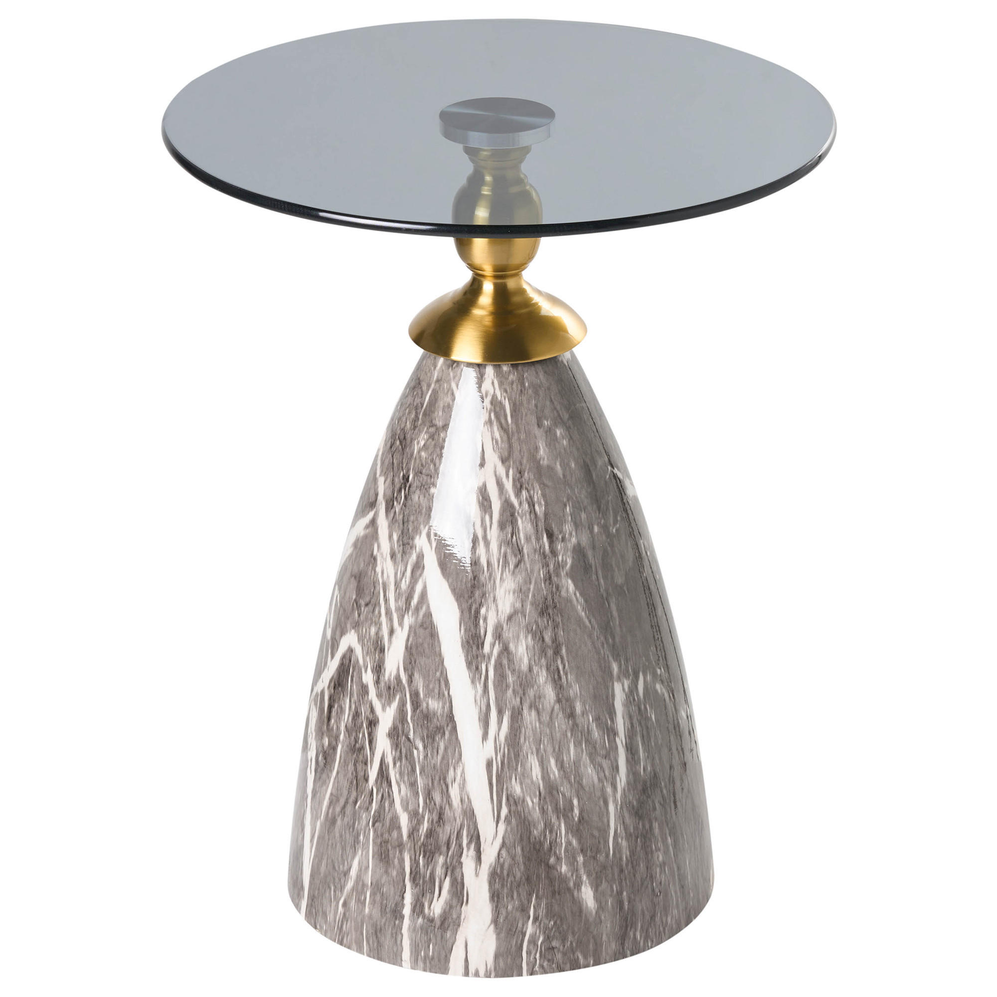 BEISTELLTISCH Sicherheitsglas Schwarzer Marmor Cady - Schwarz, Metall (40/40/50cm) - Beliani