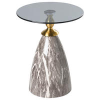 BEISTELLTISCH Sicherheitsglas Schwarzer Marmor Cady - Schwarz, Metall (40/40/50cm) - Beliani