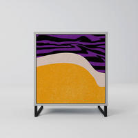 SIDEBOARD INDEPENDENT BORDER, Grau, 57,5x42x67,5 cm, Schwarze Metall-Rahmenfüße - Multicolor/Schwarz, Holzwerkstoff/Metall (57.5/67.5/42cm) - SpaceRebels