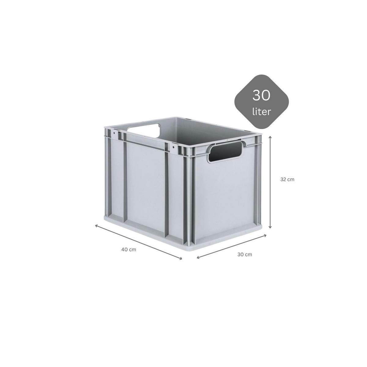 EUROBOX 4x Nextgen Economy Mit Auflagedeckel Grau/Schwarz Griffe Offen 30 Liter - Schwarz, Kunststoff (30/32/40cm) - PROREGAL